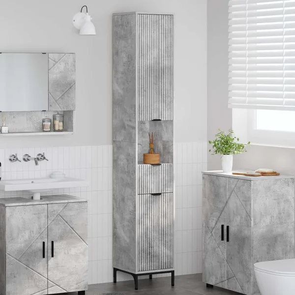 Cabinet de salle de bain Gris béton 31,5 x 33 x 190 cm