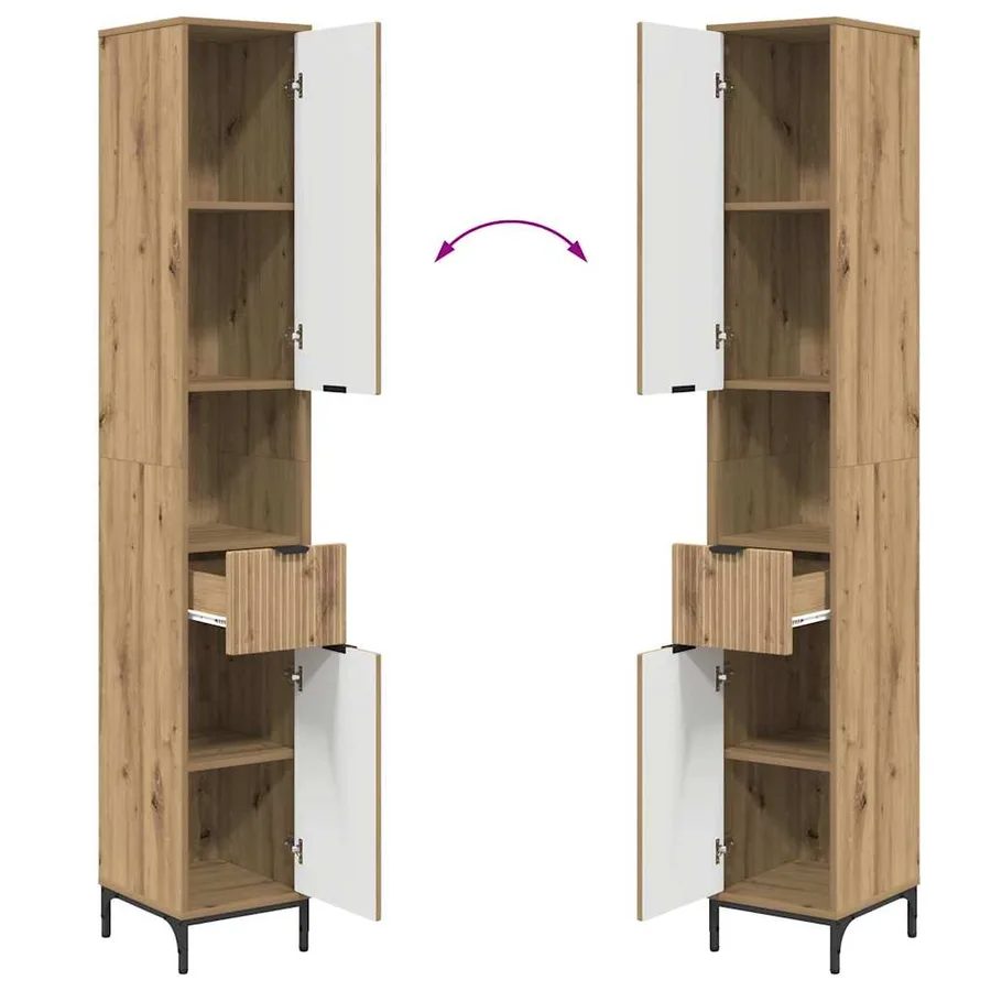 Cabinet de salle de bain Chêne artisanal 31,5 x 33 x 190 cm - 12
