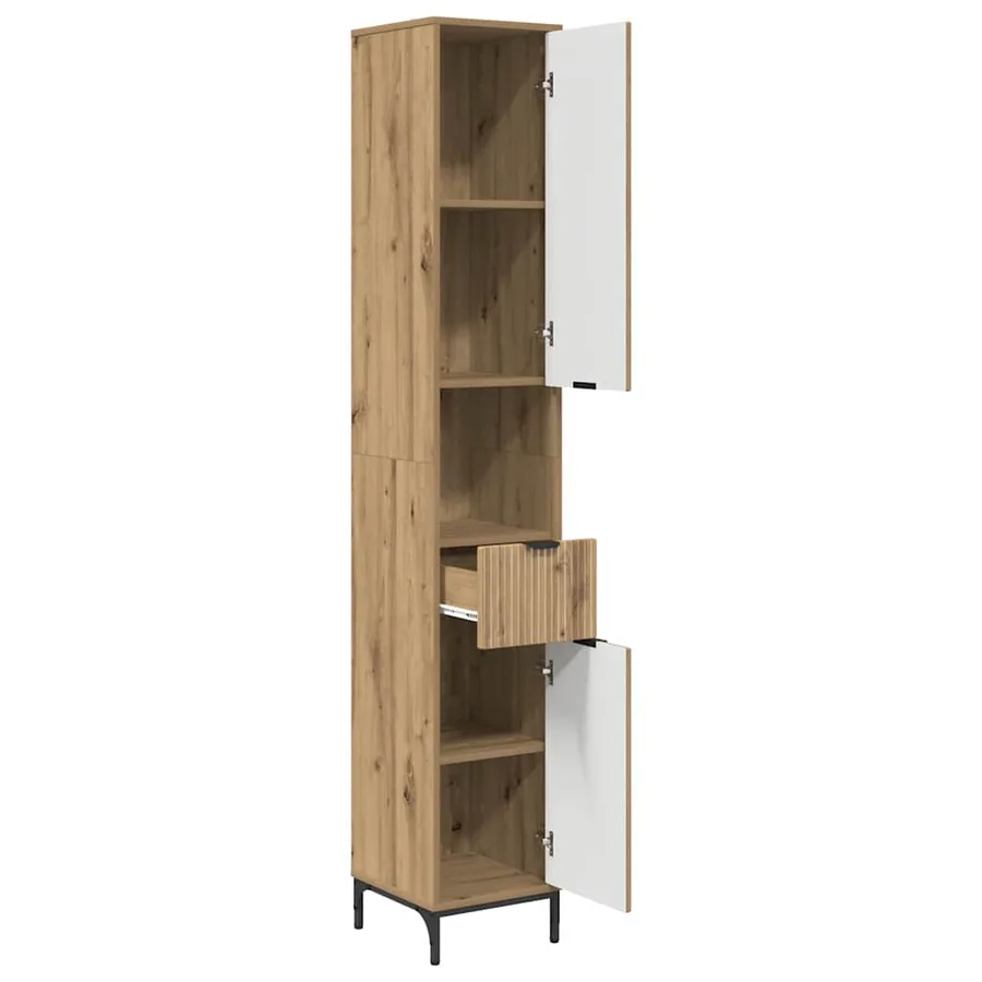 Cabinet de salle de bain Chêne artisanal 31,5 x 33 x 190 cm - 5