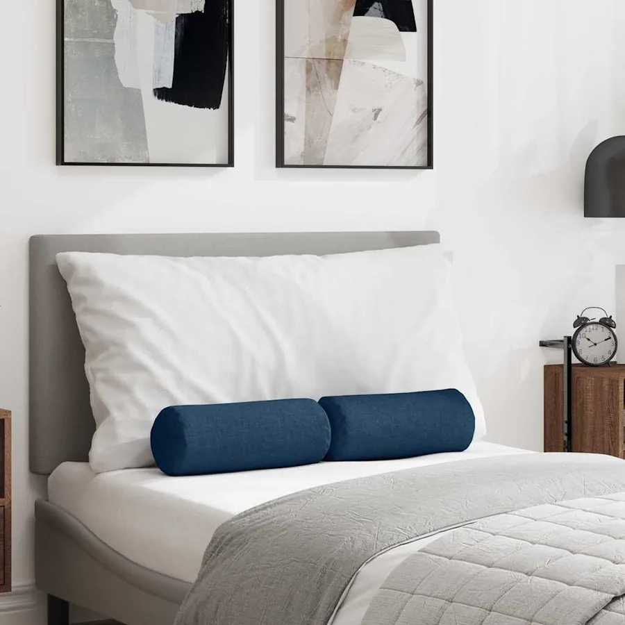 Coussins d'accent 2 pcs Bleu Ø 15 x 40 cm tissu