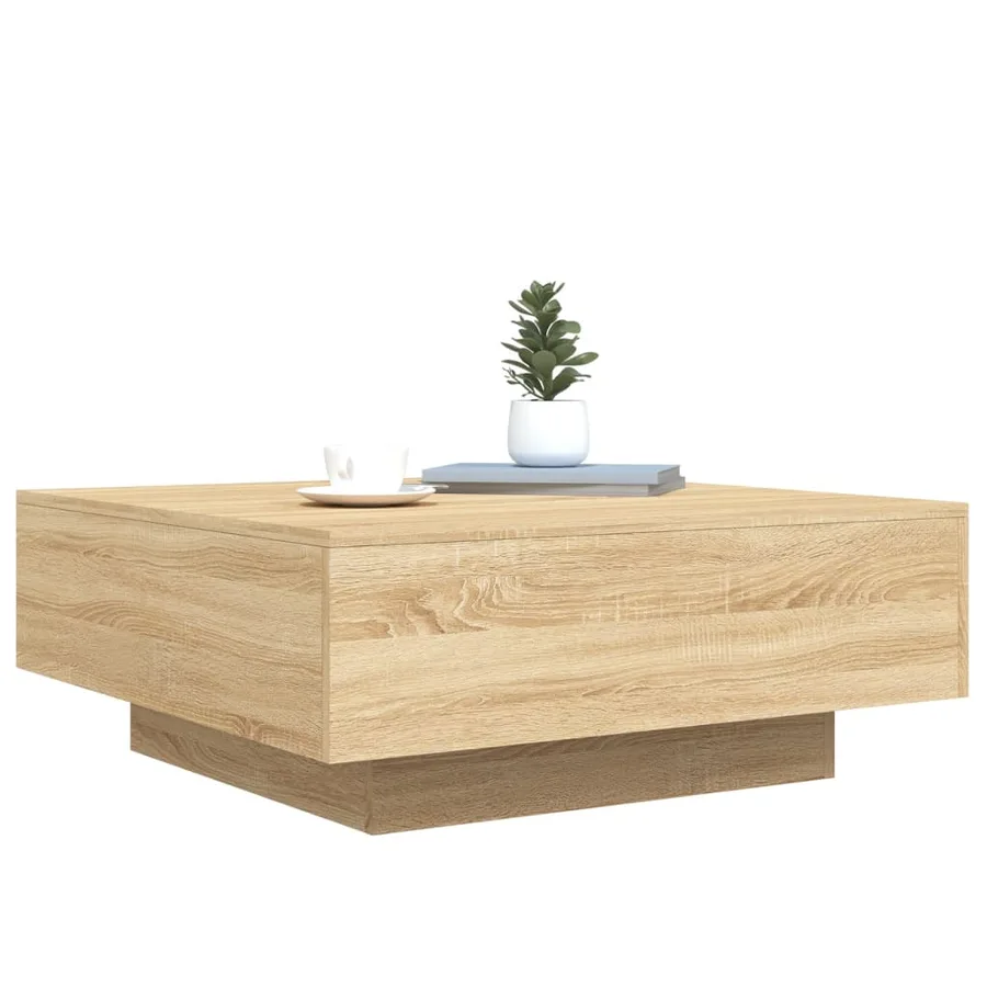 Table basse avec lumières LED chêne sonoma 80x80x31 cm - 6
