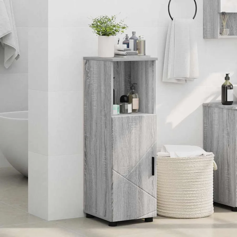 Cabinet de salle de bain avec porte Gris Sonoma 30 x 35 x 95 cm - 4