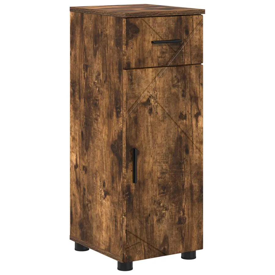 Cabinet de salle de bain avec tiroir Chêne fumé 30 x 35 x 80 cm - 2