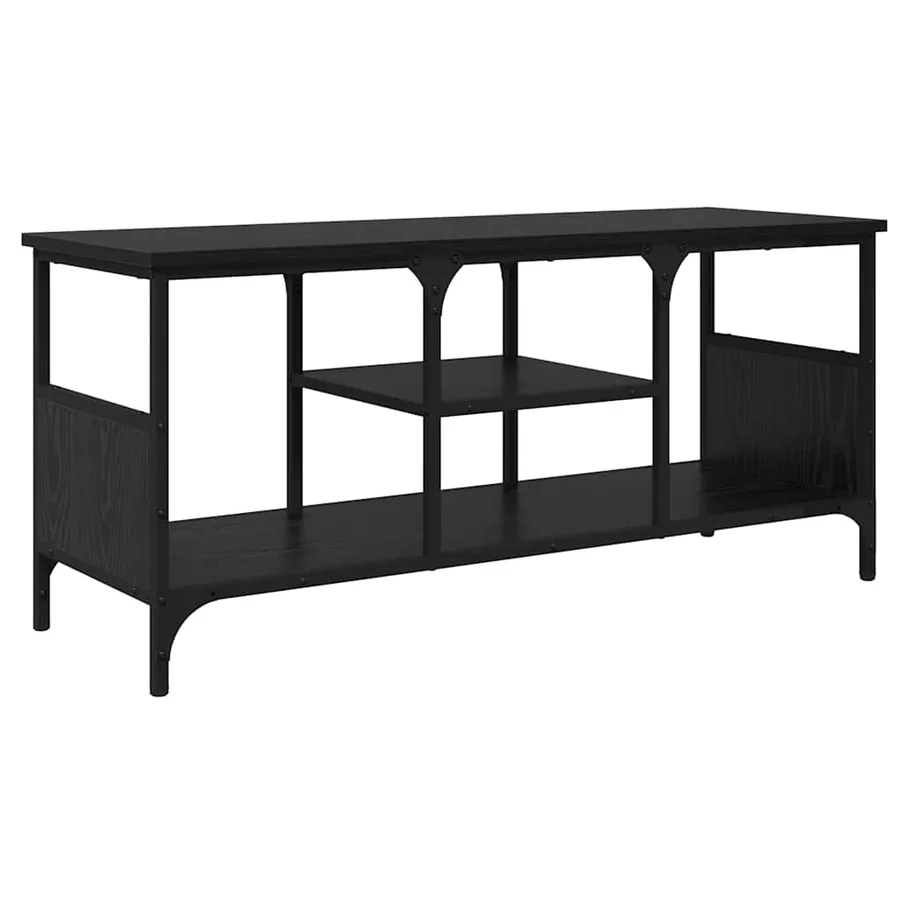 Meuble TV Chêne noir 100 x 35 x 45 cm Bois d'ingénierie et fer - 2