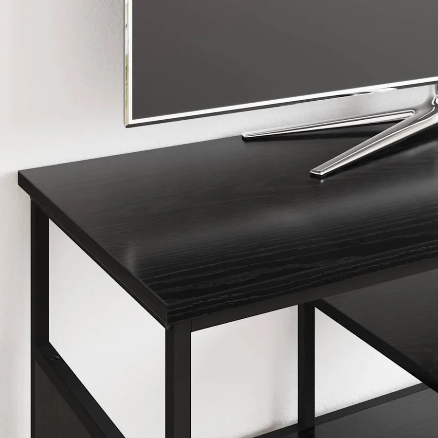 Meuble TV Chêne noir 100 x 35 x 45 cm Bois d'ingénierie et fer - 4