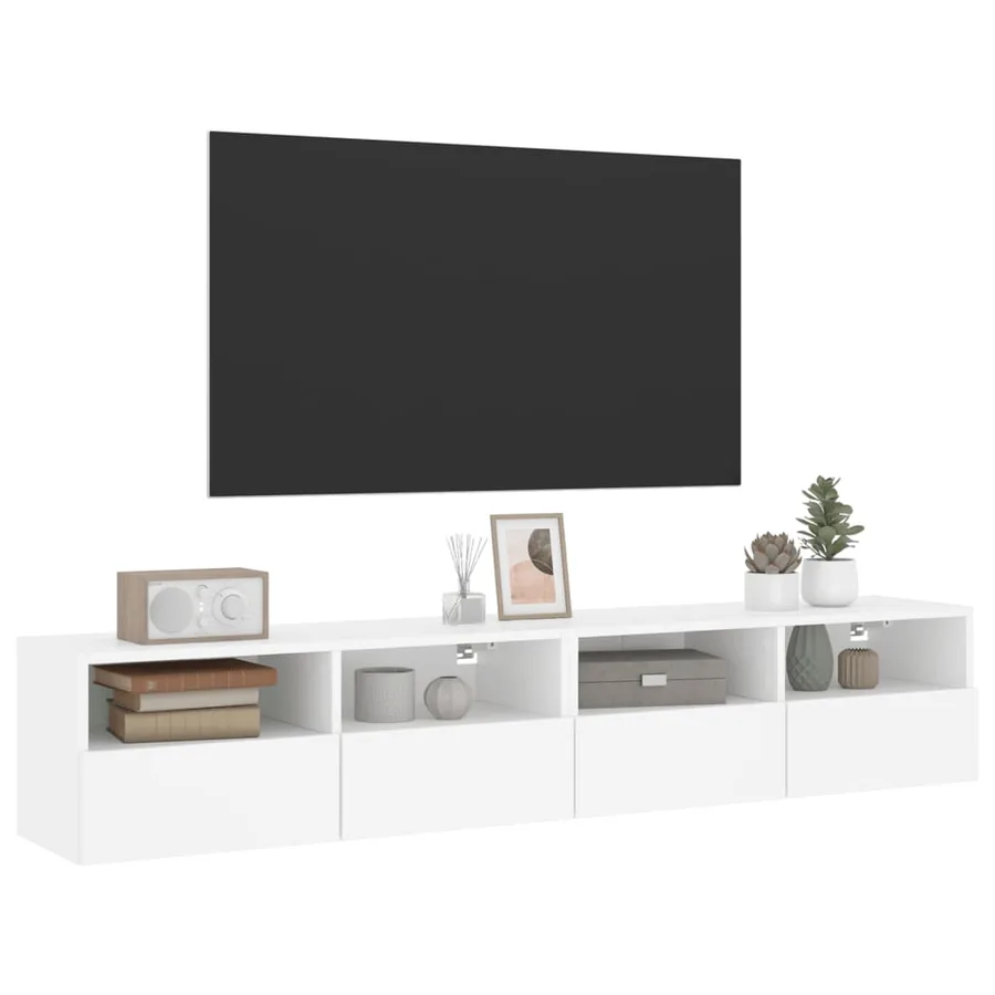 Meubles TV muraux 2 pcs blanc 80x30x30 cm bois d'ingénierie - 5