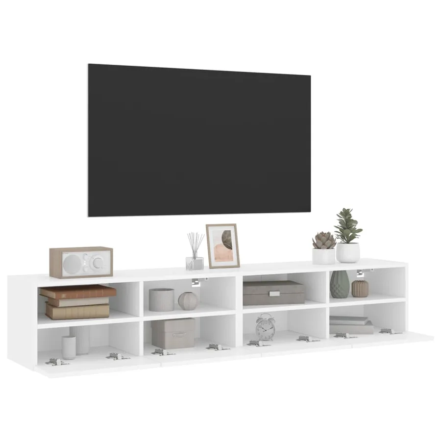 Meubles TV muraux 2 pcs blanc 80x30x30 cm bois d'ingénierie - 6