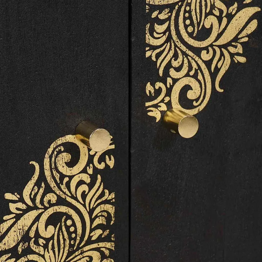 Buffet avec étagère Noir 60 x 33 x 75 cm Bois de mangue massif - 7