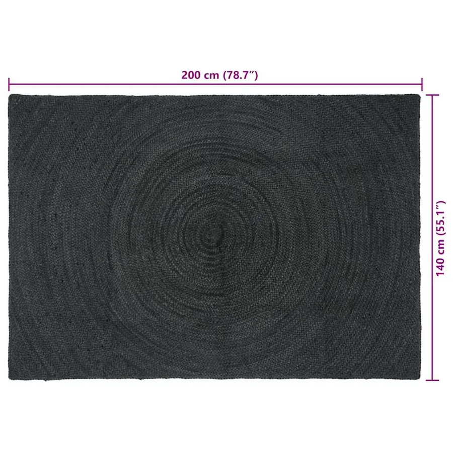 Tapis de surface Gris foncé 140 x 200 cm Jute - 9
