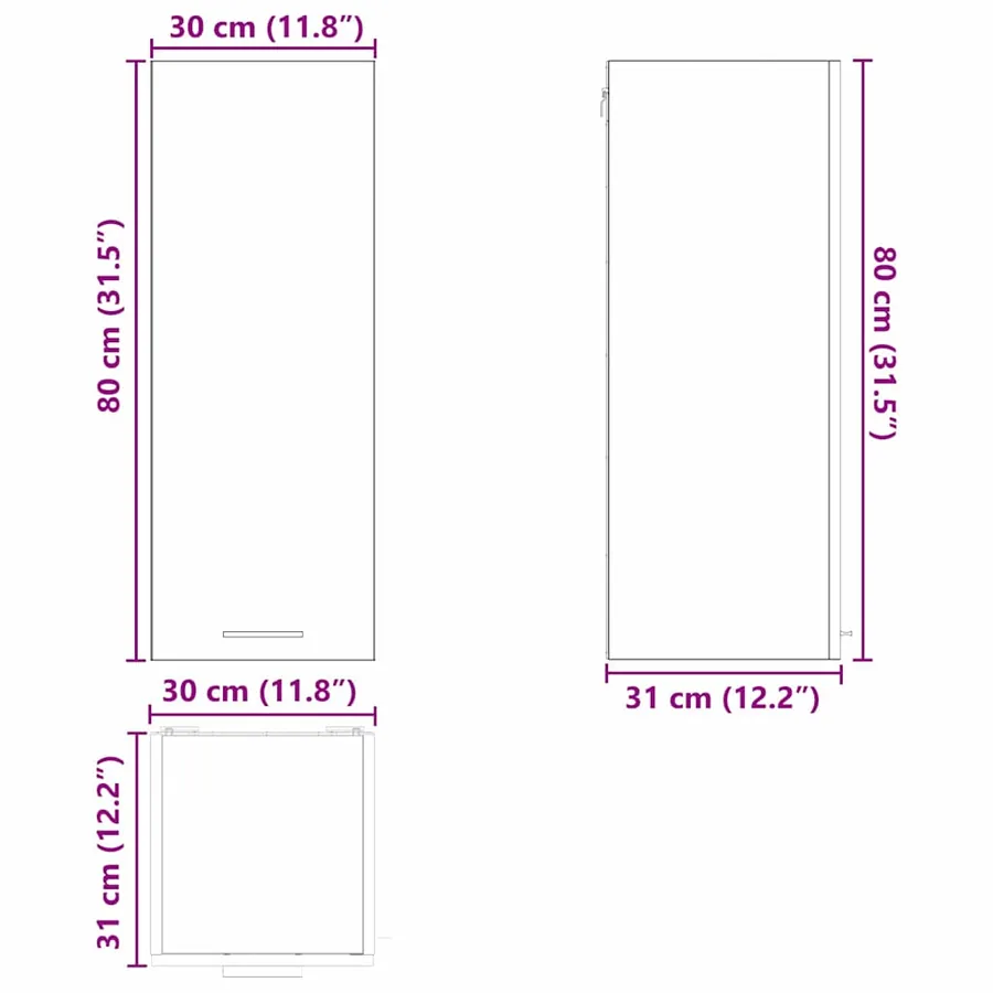 Armoire suspendue Chêne Artisan et Blanc 30 x 31 x 80 cm - 13