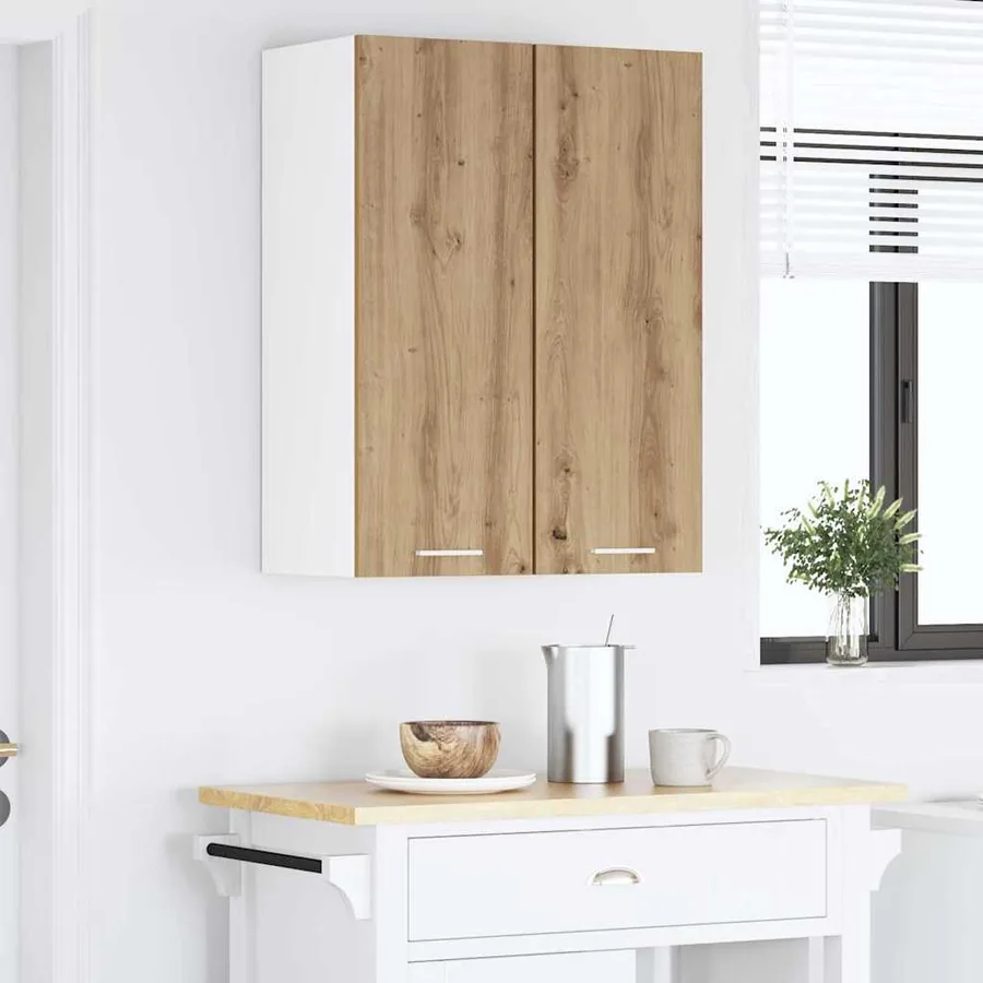 Armoire suspendue Chêne Artisan et Blanc 30 x 31 x 80 cm - 4