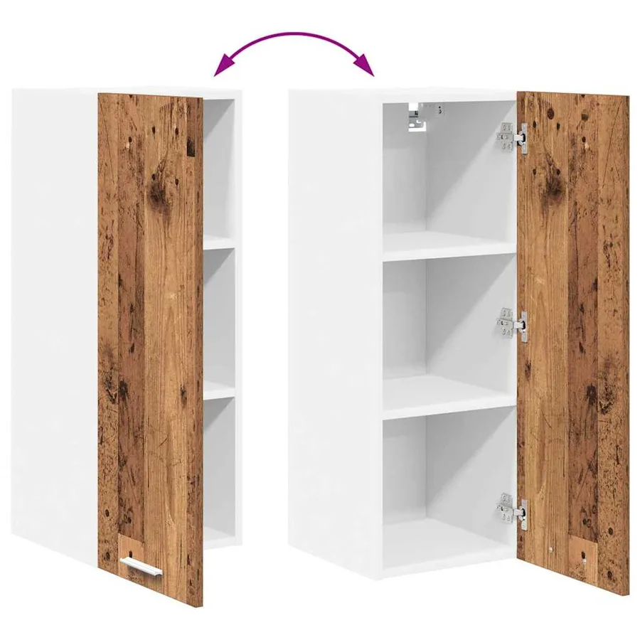 Armoire suspendue Bois ancien et Blanc 30 x 31 x 80 cm - 11