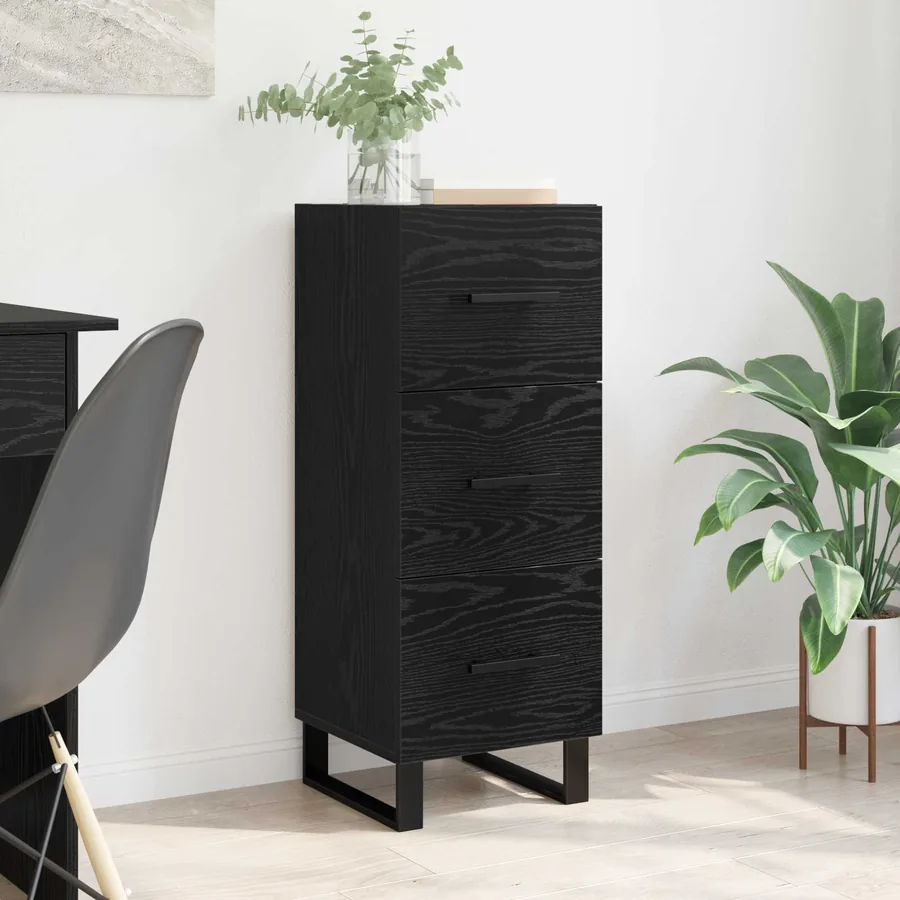 Buffet Chêne noir 34,5 x 34 x 90 cm Bois d'ingénierie et fer