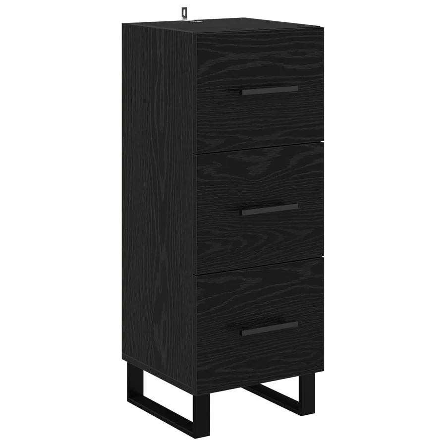 Buffet Chêne noir 34,5 x 34 x 90 cm Bois d'ingénierie et fer - 2