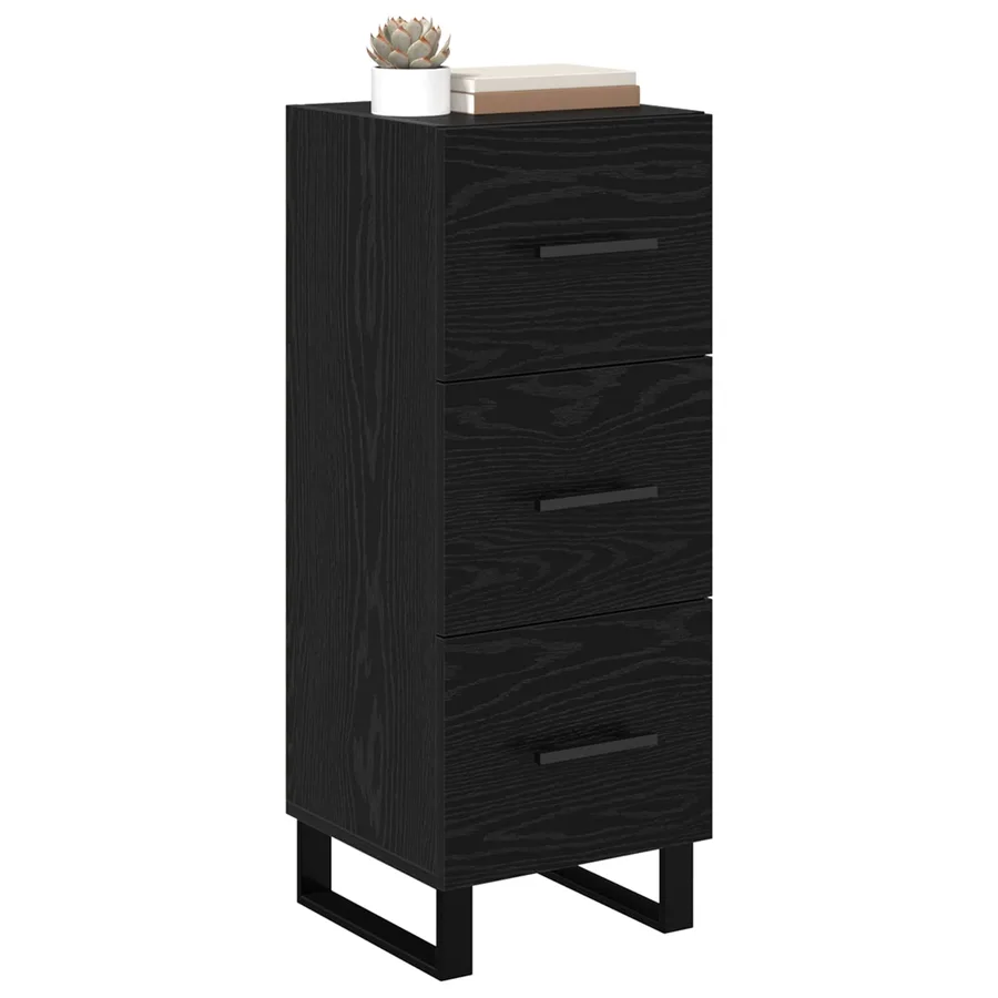 Buffet Chêne noir 34,5 x 34 x 90 cm Bois d'ingénierie et fer - 3