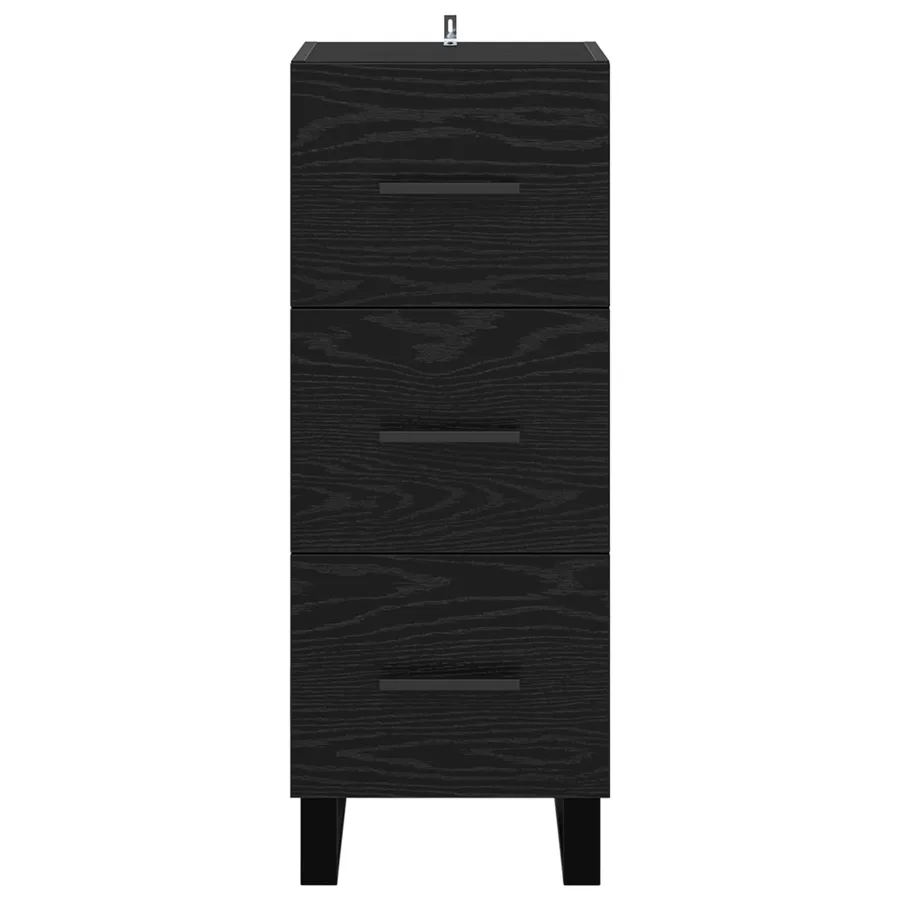 Buffet Chêne noir 34,5 x 34 x 90 cm Bois d'ingénierie et fer - 6
