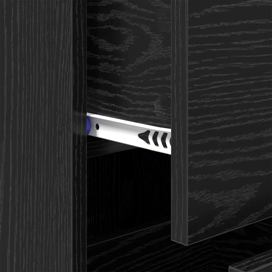 Buffet Chêne noir 34,5 x 34 x 90 cm Bois d'ingénierie et fer - 9