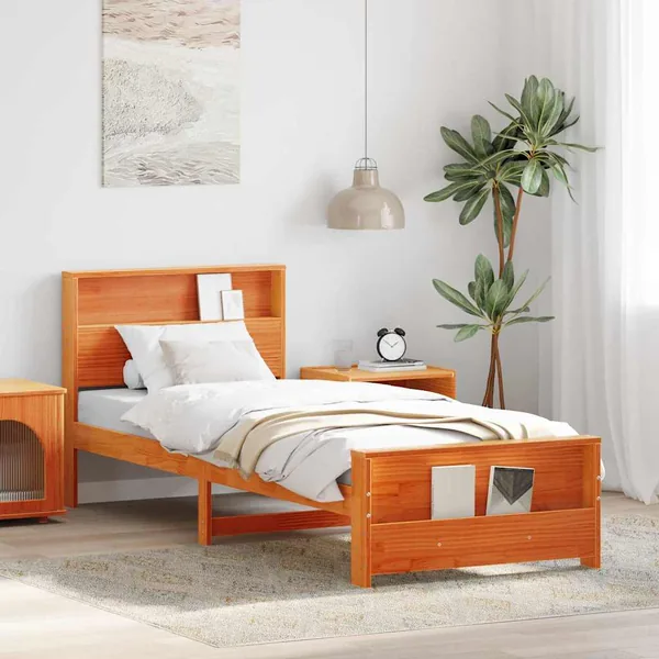 Cadre de lit Brun cire 75 x 190 cm Bois d'ingénierie