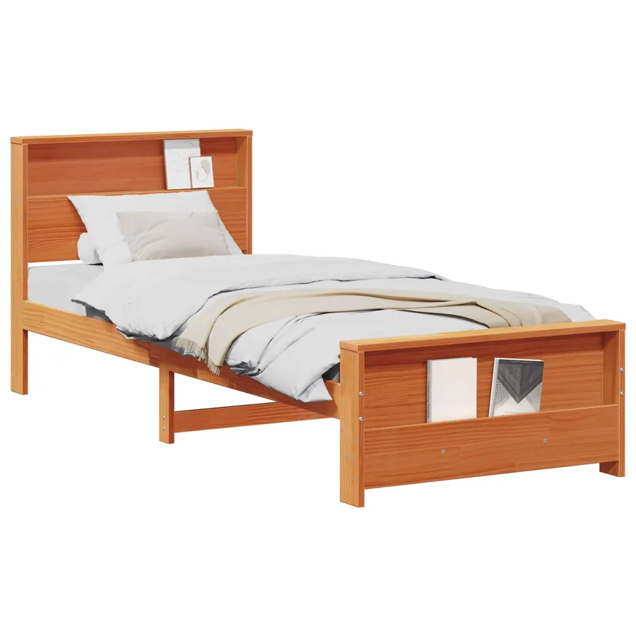 Cadre de lit Brun cire 75 x 190 cm Bois d'ingénierie - 2