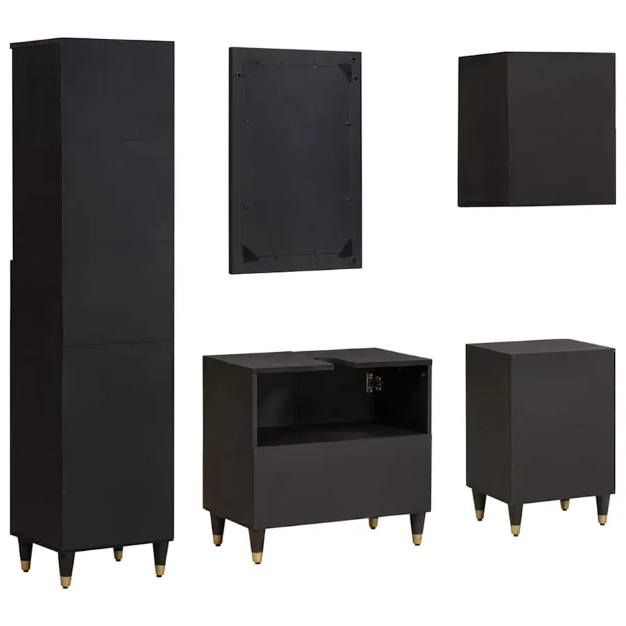 Ensemble de Meubles de Salle de Bain avec tiroir 5 pcs Noir - 9