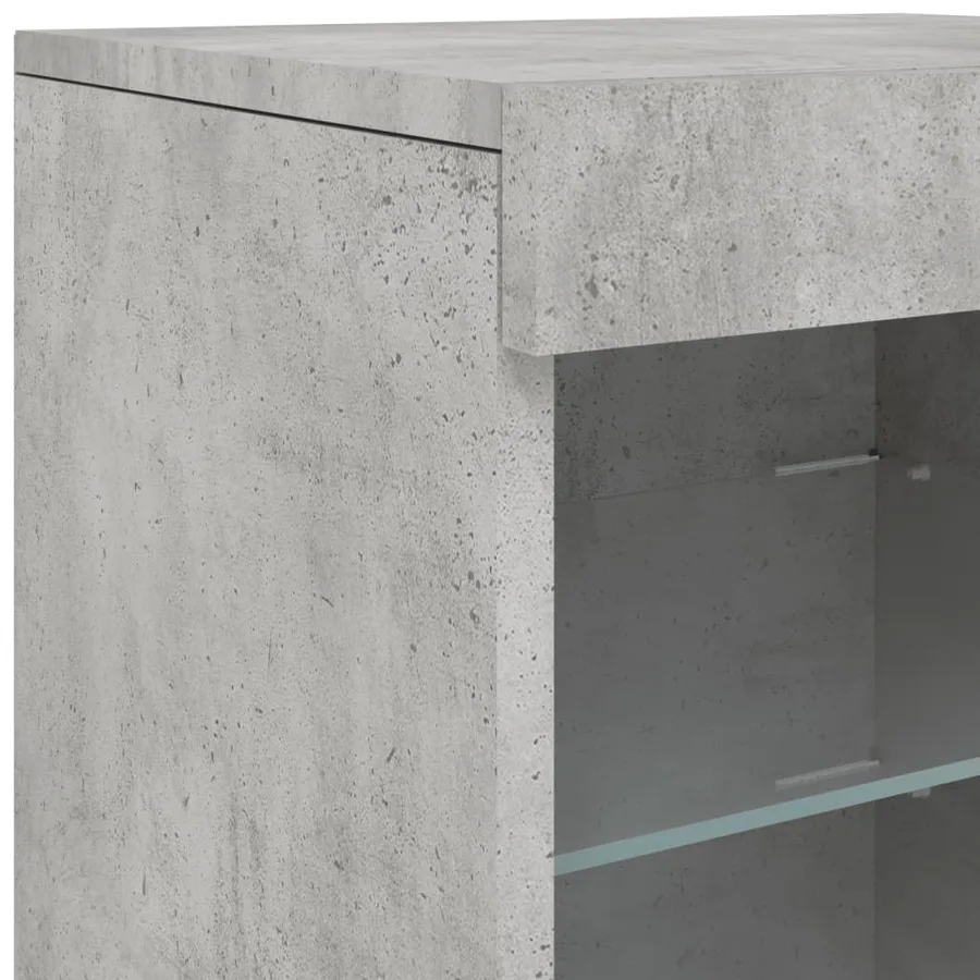 Buffet avec lumières LED gris béton 164x37x67 cm - 15