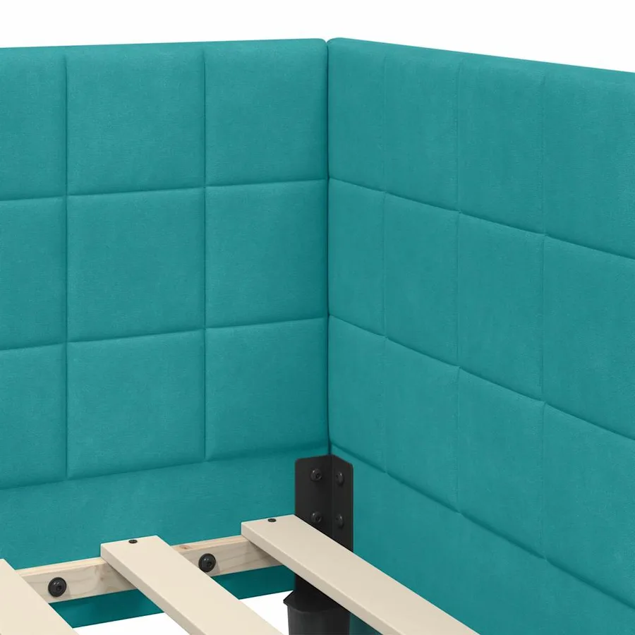 Cadre de lit d'angle avec matelas 2 pcs Turquoise Velours - 10