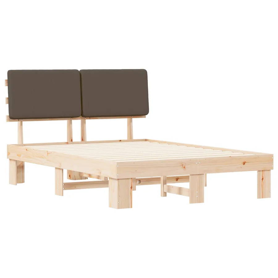 Cadre de lit avec tête de lit rembourrée Taupe 160 x 200 cm - 4