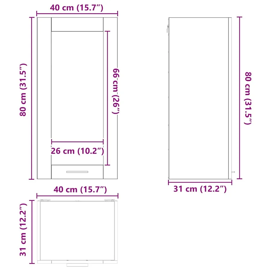 Armoire suspendue 2 pcs Chêne artisanal 40 x 31 x 80 cm - 16