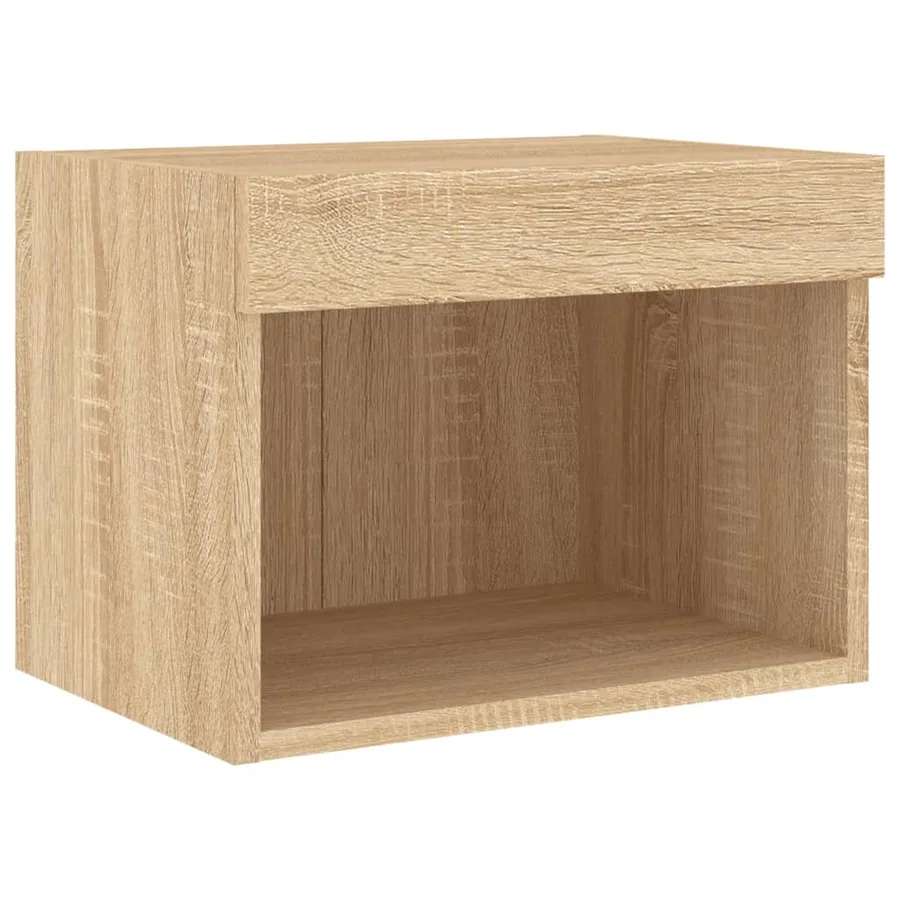 Meuble TV muraux 4 pcs avec lumières LED chêne sonoma - 8