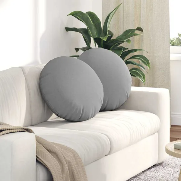 Coussins de siège 2 pcs Gris nuage Ø50 x 19 cm tissu