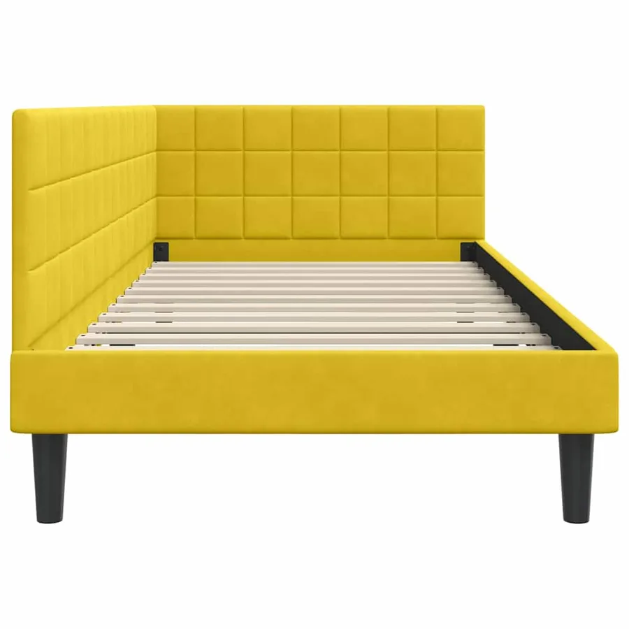 Cadre de lit d'angle Jaune 90 cm x 190 cm Velours - 6