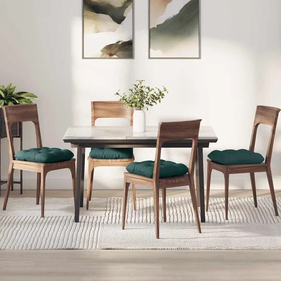 Coussins de siège 4 pcs Vert foncé 45 x 45 x 12 cm tissu