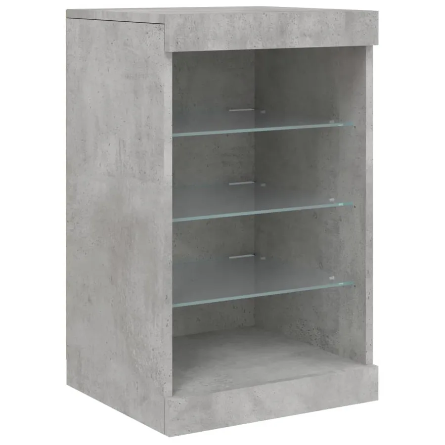 Buffet avec lumières LED gris béton 123x37x67 cm - 10