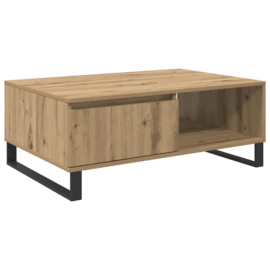Table basse Chêne artisanal 90 x 60 x 35 cm Bois d'ingénierie - 2