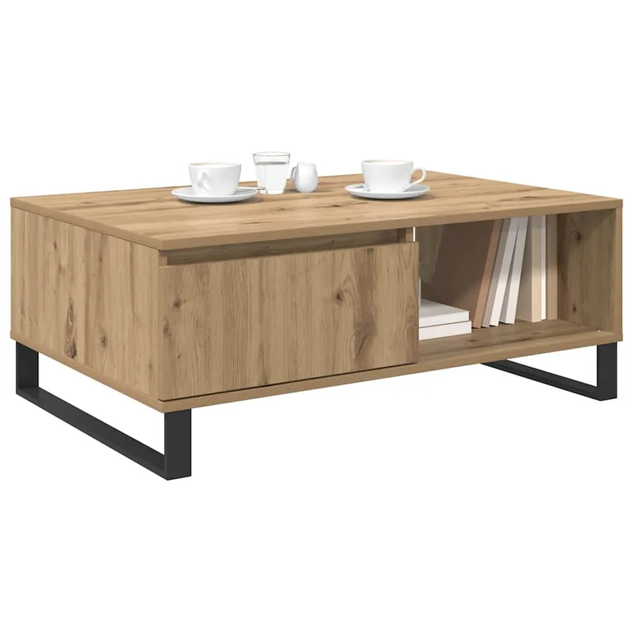 Table basse Chêne artisanal 90 x 60 x 35 cm Bois d'ingénierie - 3