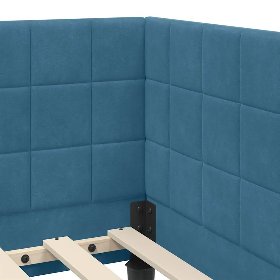 Cadre de lit d'angle avec matelas 2 pcs Bleu Velours - 10