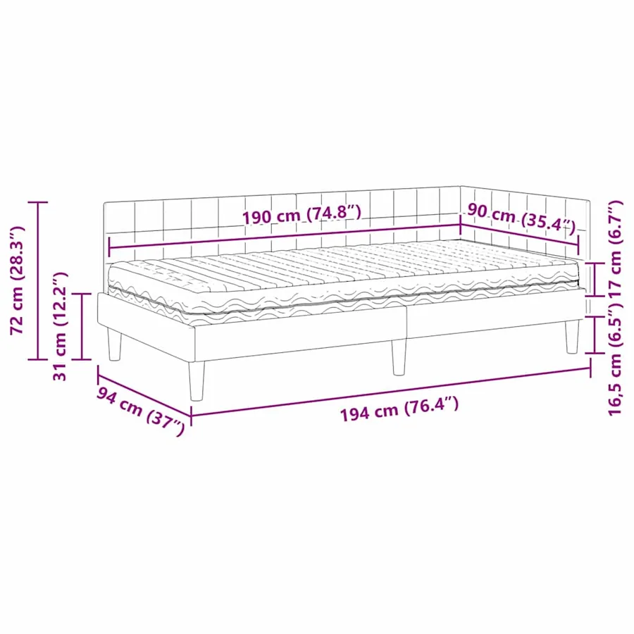 Cadre de lit d'angle avec matelas 2 pcs Bleu Velours - 14