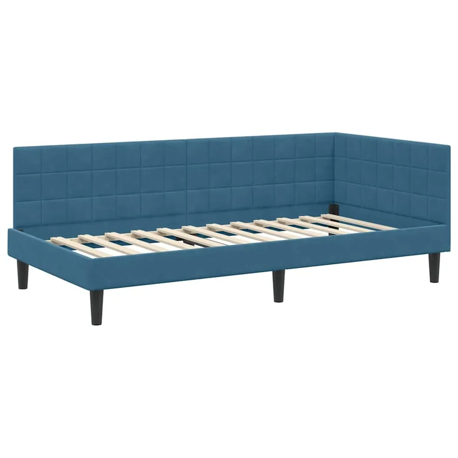 Cadre de lit d'angle avec matelas 2 pcs Bleu Velours - 6