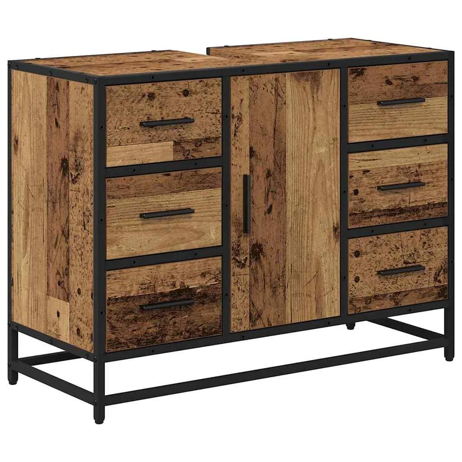 Ensemble de mobilier de salle de bain 4 pcs Bois Ancien - 5