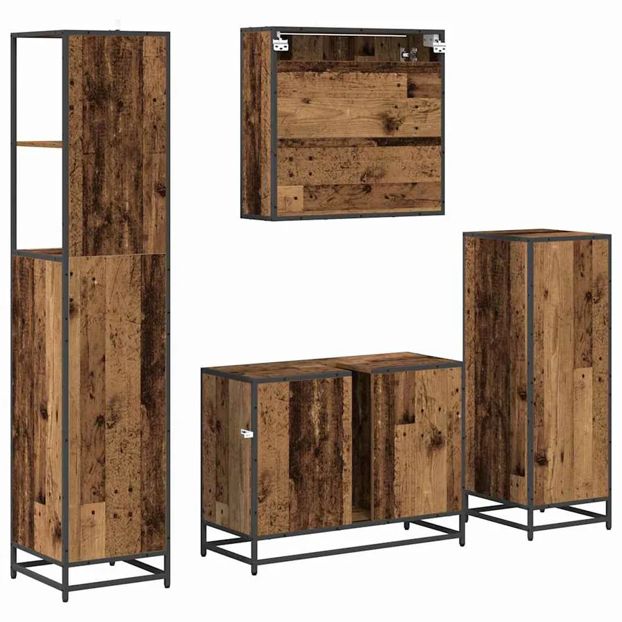 Ensemble de mobilier de salle de bain 4 pcs Bois Ancien - 8