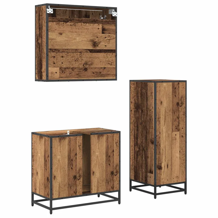 Ensemble de mobilier de salle de bain 3 pcs Bois Ancien - 10