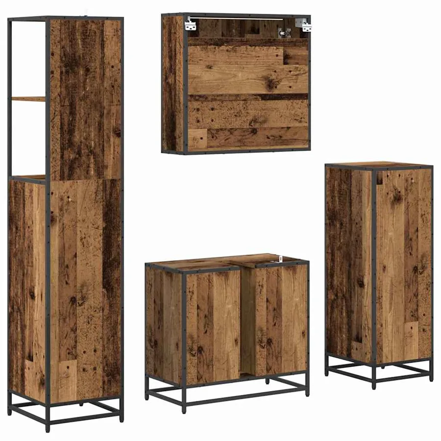 Ensemble de mobilier de salle de bain 4 pcs Bois Ancien - 8