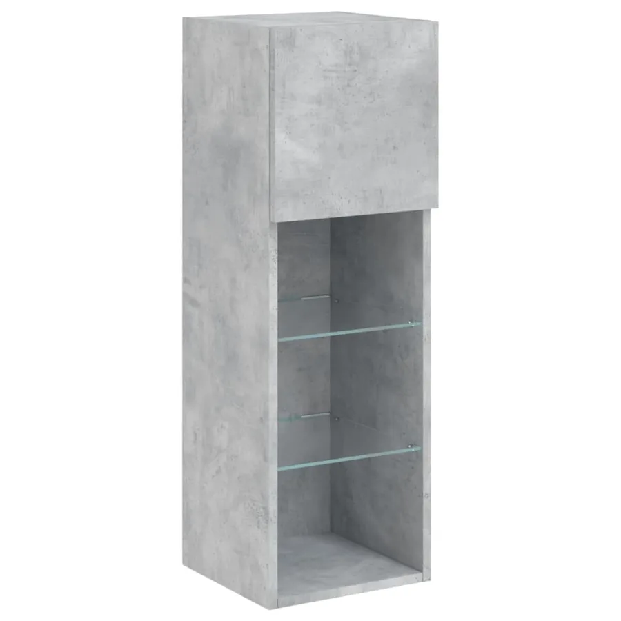 Unités murales TV avec LED 5 pcs gris béton bois d'ingénierie - 9