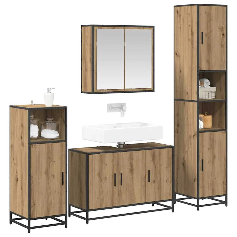 Ensemble de mobilier de salle de bain 4 pc Chêne artisanal - 3