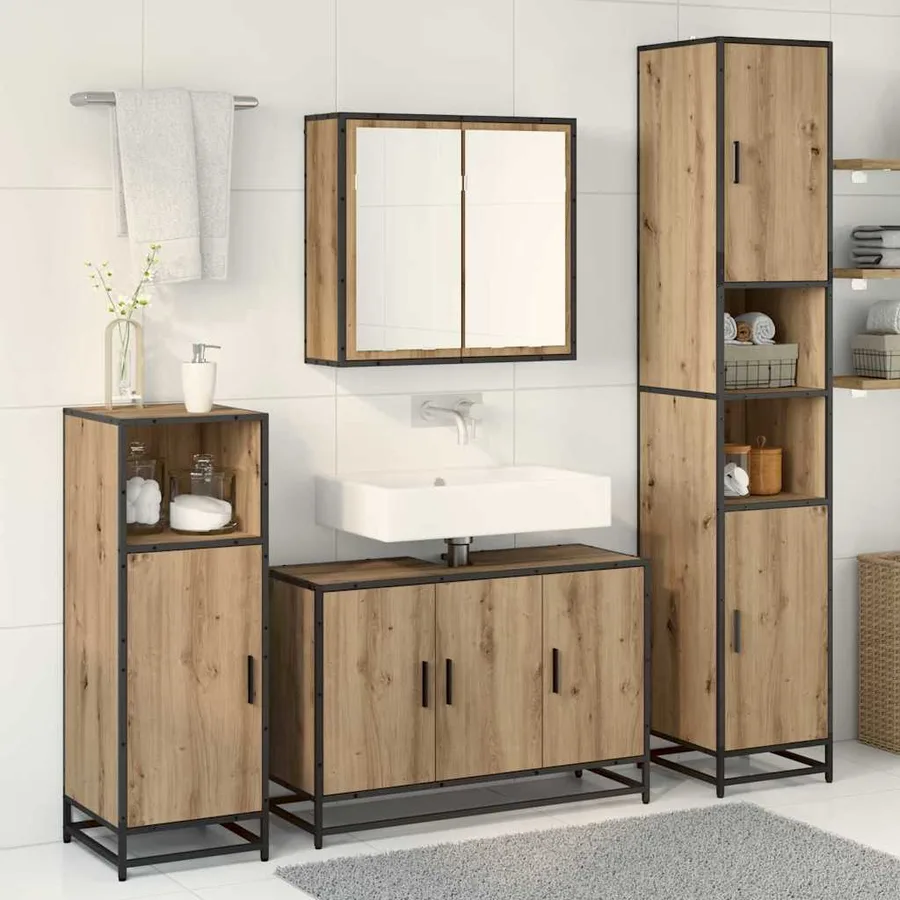Ensemble de mobilier de salle de bain 4 pc Chêne artisanal - 4