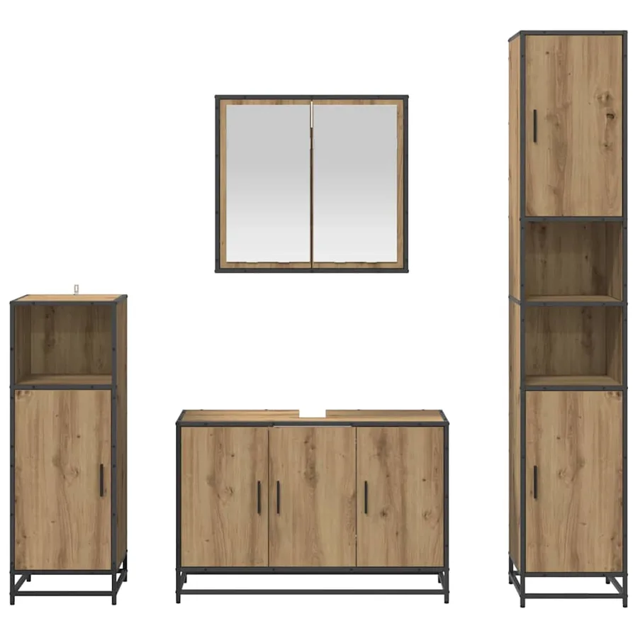 Ensemble de mobilier de salle de bain 4 pc Chêne artisanal - 9