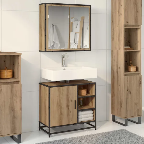 Ensemble de mobilier de salle de bain 2 pc Chêne artisanal