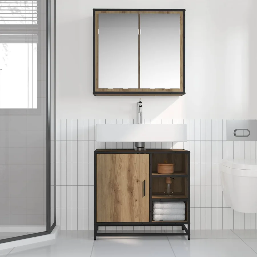 Ensemble de mobilier de salle de bain 2 pc Chêne artisanal - 4