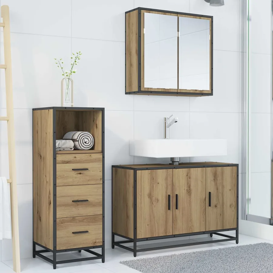 Ensemble de mobilier de salle de bain 3 pc Chêne artisanal - 3