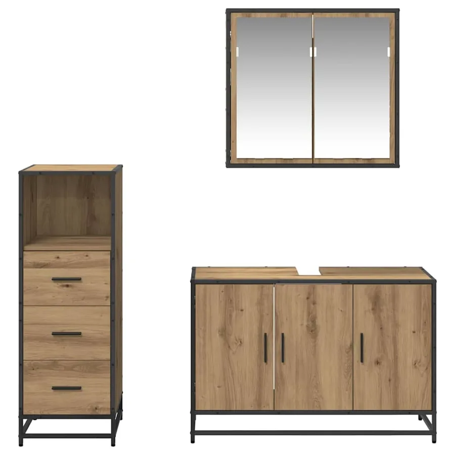 Ensemble de mobilier de salle de bain 3 pc Chêne artisanal - 4